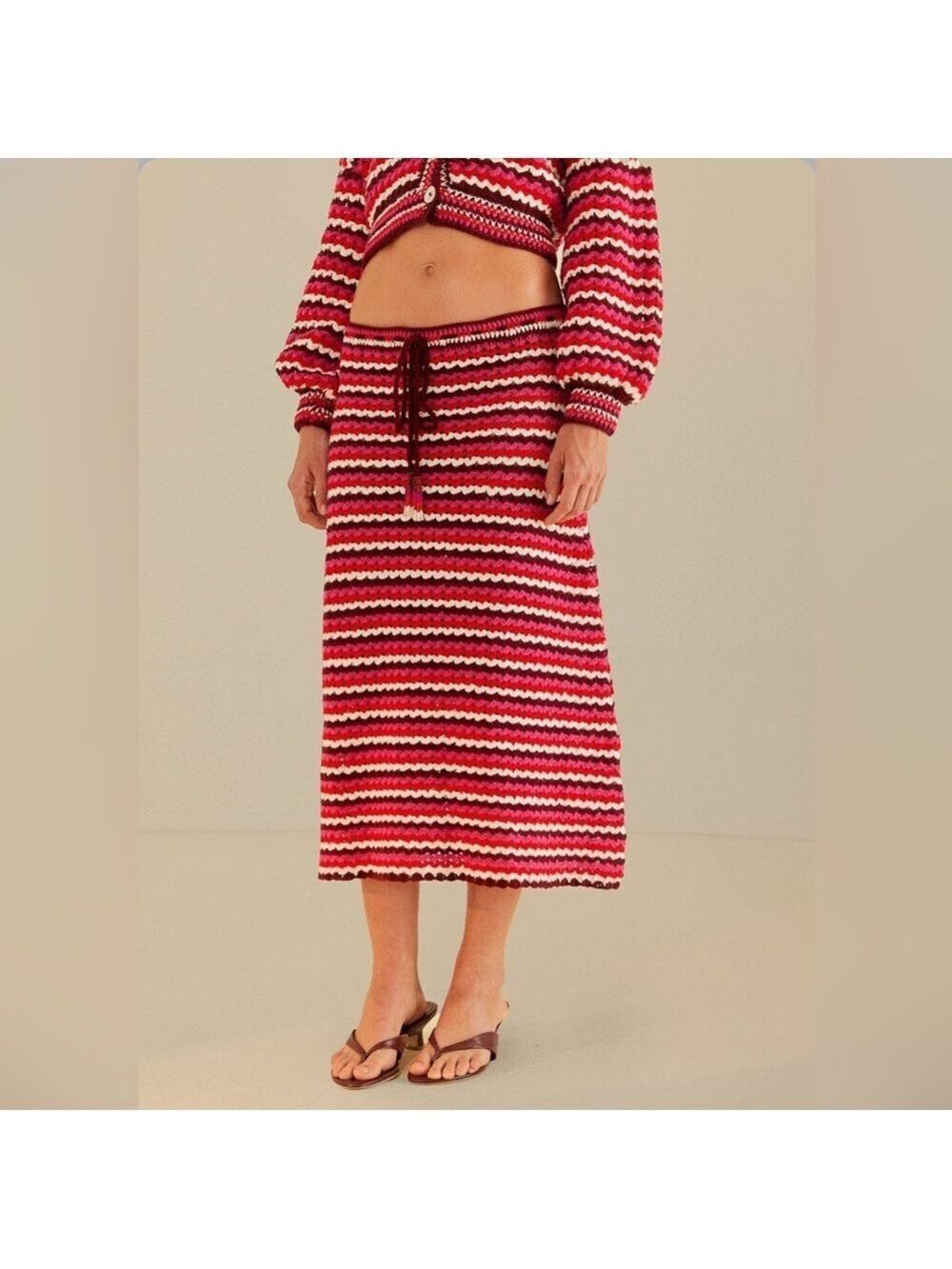 Farm Rio Colorful Stripes Crochet Skirt - Picture 3 of 8